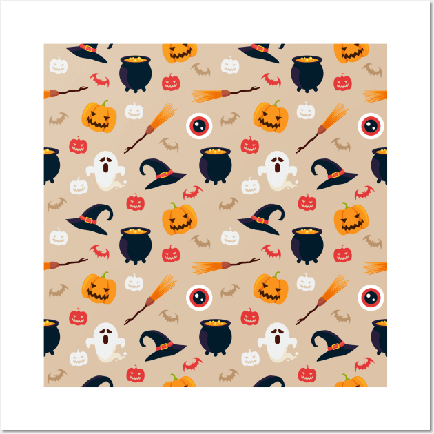 Halloween Seamless Pattern Wall Art by aquariart